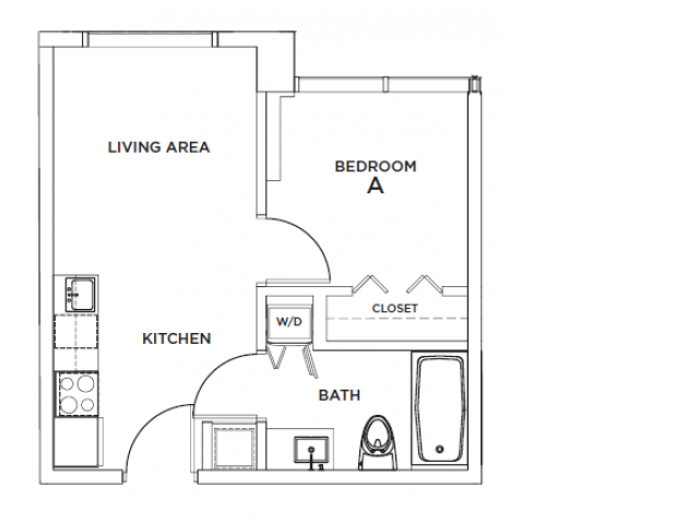 The Alton 1 - 1x1 Floor plan