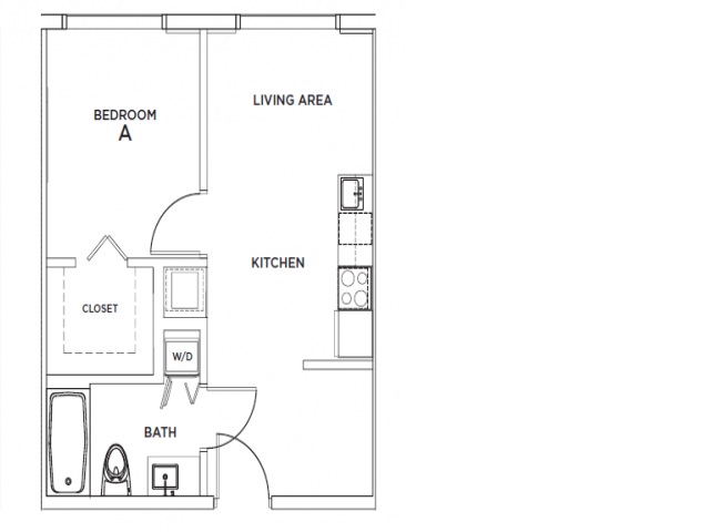 The Alton 2 - 1x1 Floor plan