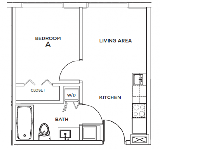 The Alton 3 - 1x1 Floor plan