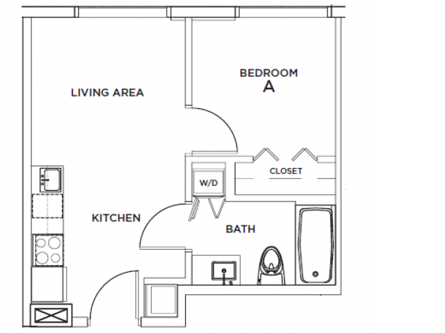 The Alton 4 - 1x1 Floor plan