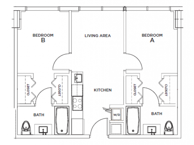 The Brickell 1 - 2x2 Floor plan