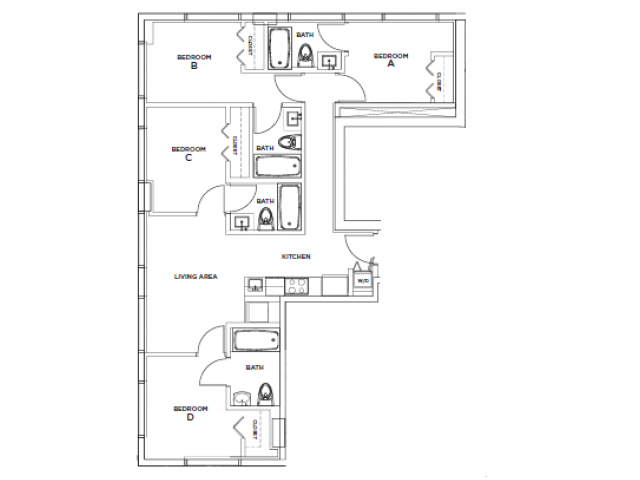 The District 1 - 4x4 Floor plan