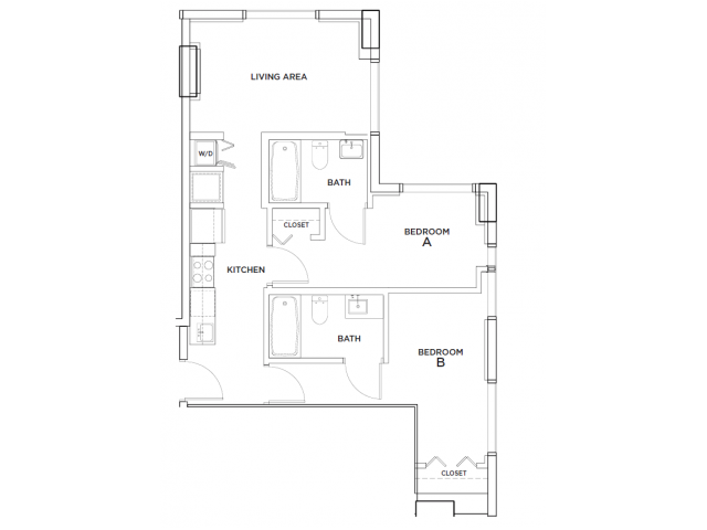 The Biscayne 2 - 2x2 Floor plan